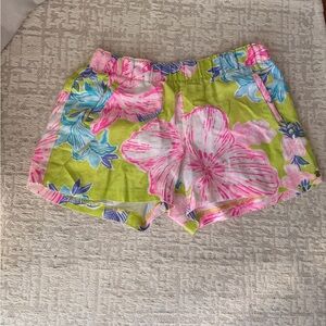 HTF Med Lilly Pulitzer Matcha Green BOHO BABE LILO SHORTS 100% Linen Pull-On
